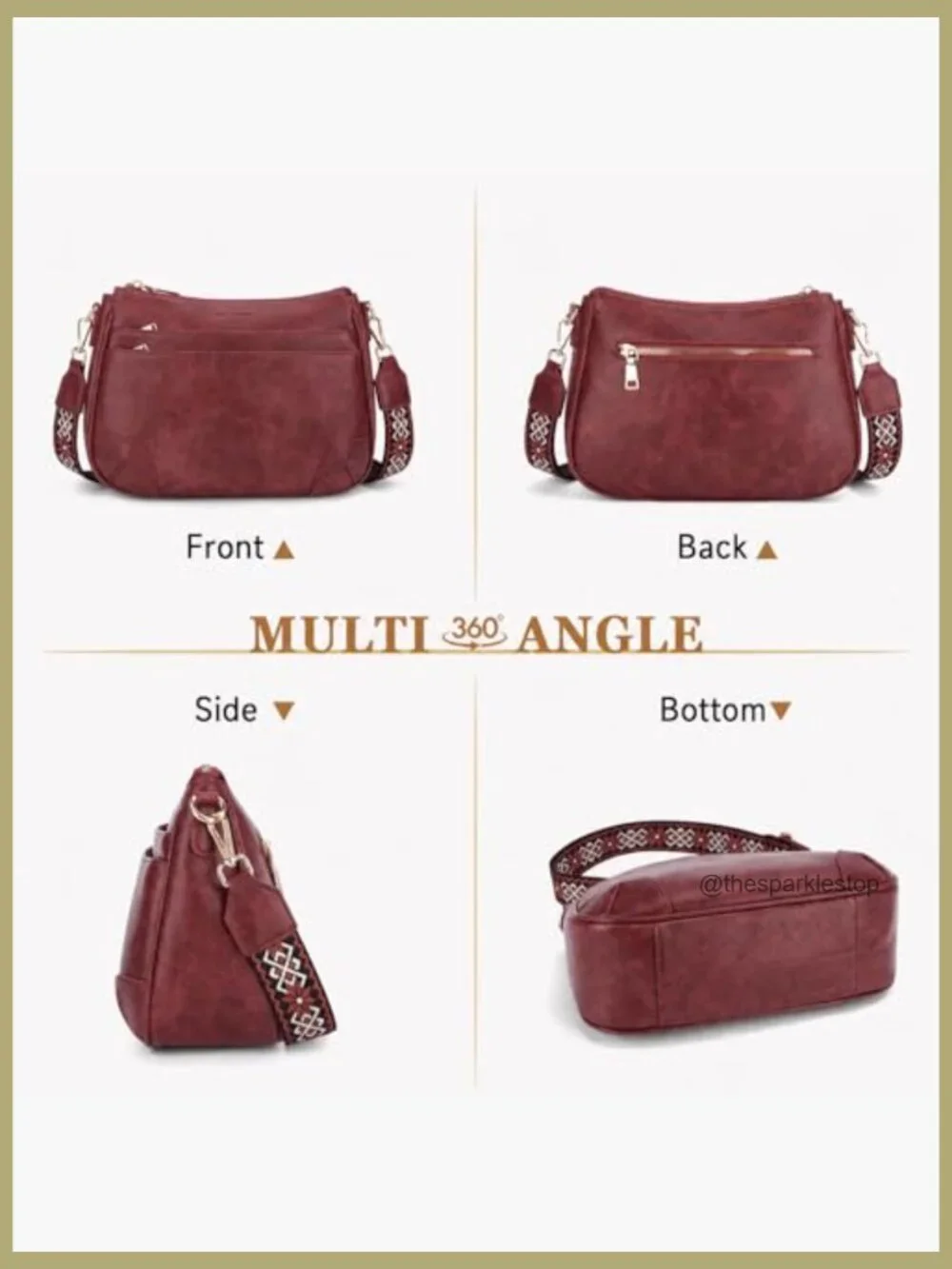 Vegan Leather Hobo Crossbody Bag with Adjustable Wide Strap and Multiple Pockets